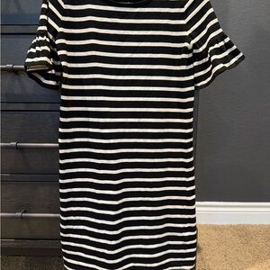 J. Crew Black and White Striped Tshirt Dress